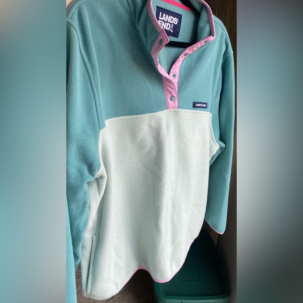 Lands End Heritage Fleece snap neck pullover